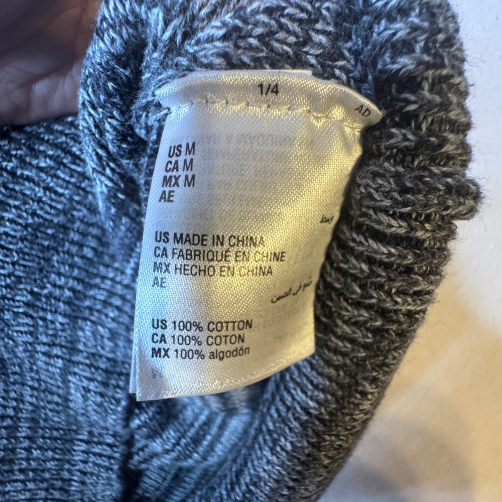 Sun + Stone Gray Marled Knit Hoodie‎ Sweater Medium 100% Cotton Surfer Coastal - Picture 7 of 7